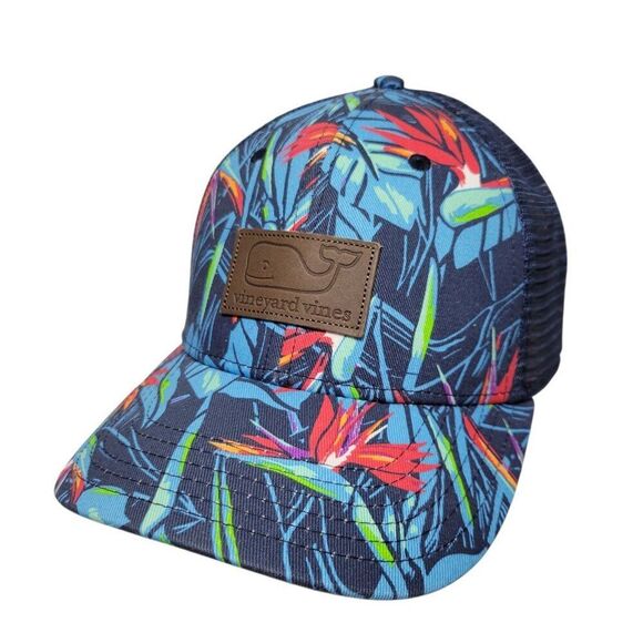 Vineyard Vines Snapback Hat Birds of Paradise Floral Hawaiian Mesh Back Unisex - Picture 1 of 12